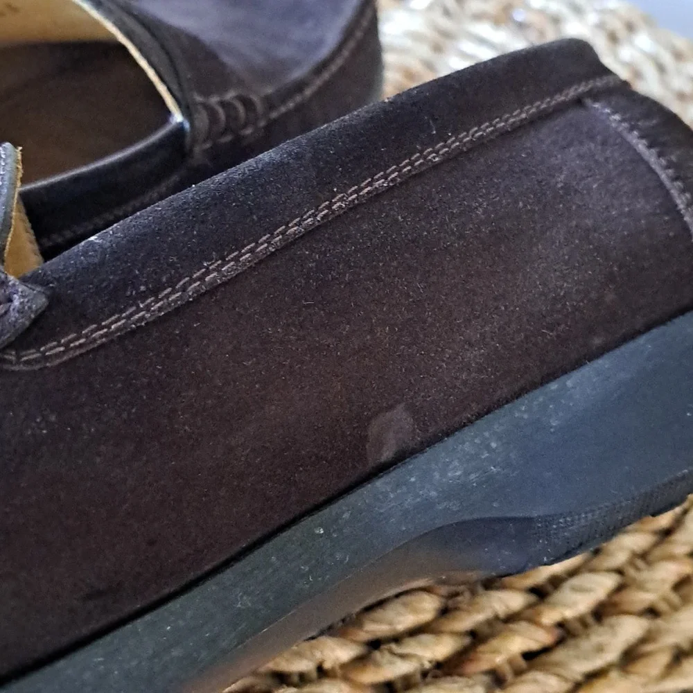 Dunhill Mens Luxury Brown‎ Suede Penny Loafers Black Rubber Soles EU43/US9